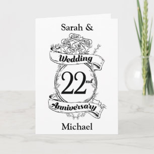 Blumen zum 22. Hochzeitstag Karte