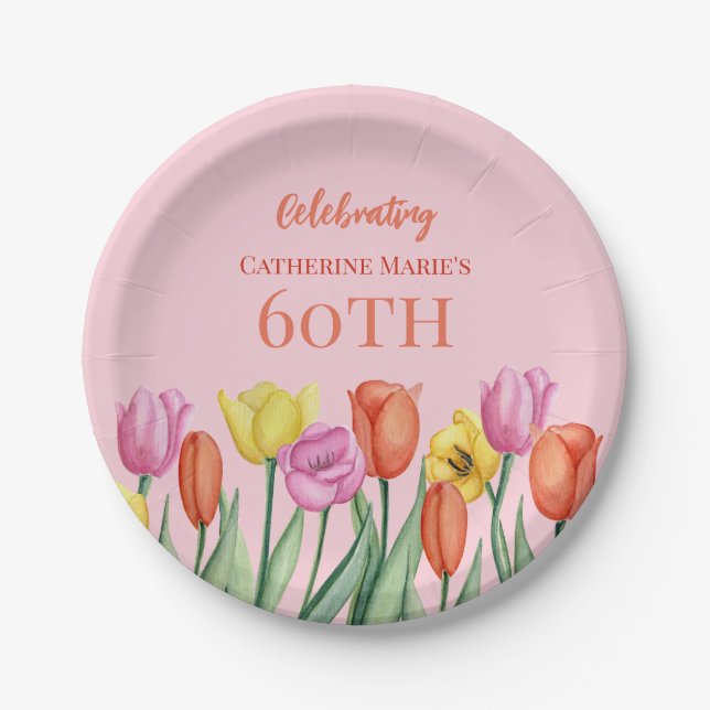 Blumen zum 60. Geburtstag  Pappteller (Vorderseite)