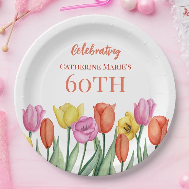 Blumen zum 60. Geburtstag  Pappteller (Von Creator hochgeladen)