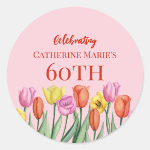 Blumen zum 60. Geburtstag  Runder Aufkleber