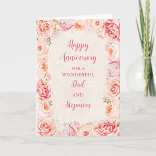 Blumen zum Hochzeitstag für Papa und Stiefmutter Karte