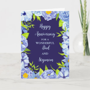 Blumen zum Hochzeitstag für Papa und Stiefmutter Karte