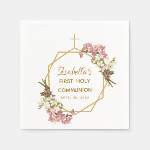 Blumen zur Erstkommunion Orchideen Gold Geometrisc Serviette