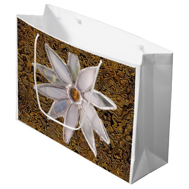 "Blumen zur Schau" (Groß) Geschenktasche Große Geschenktüte (Vorderseite Schrägansicht)