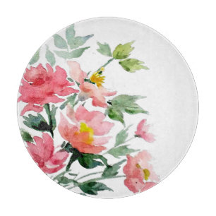 Blumen Zweige , Aquarellmalerei Schneidebrett