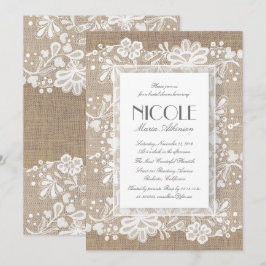 Blumenace und Burlap Elegantes Brautparty Einladung