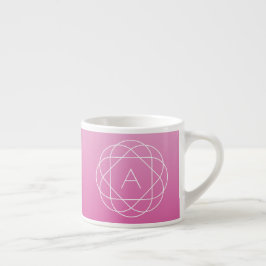 Blumenähnliches geometrisches Monogramm | Rosa sch Espressotasse