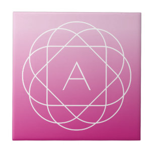 Blumenähnliches geometrisches Monogramm Rosa sch Fliese