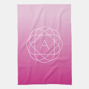 Blumenähnliches geometrisches Monogramm   Rosa sch Geschirrtuch