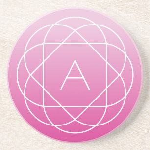 Blumenähnliches geometrisches Monogramm Rosa sch Getränkeuntersetzer