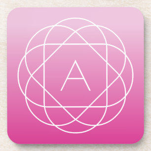 Blumenähnliches geometrisches Monogramm Rosa sch Getränkeuntersetzer