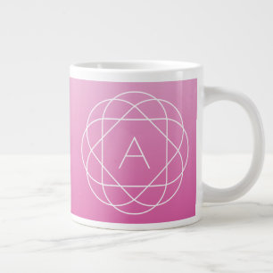 Blumenähnliches geometrisches Monogramm Rosa sch Jumbo-Tasse