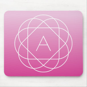 Blumenähnliches geometrisches Monogramm Rosa sch Mousepad