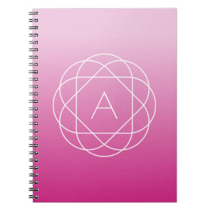 Blumenähnliches geometrisches Monogramm Rosa sch Notizblock