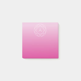 Blumenähnliches geometrisches Monogramm | Rosa sch Post-it Klebezettel