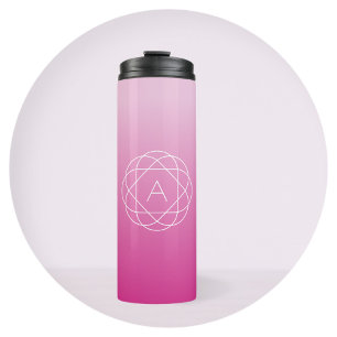 Blumenähnliches geometrisches Monogramm Rosa sch Thermosbecher