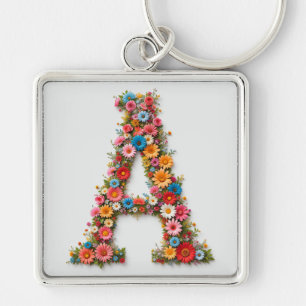 Blumenalphabet Buchstabe A, entworfen mit farbenfr Schlüsselanhänger