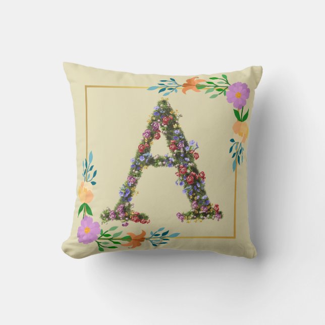 Blumenalphabet Buchstabe A Kissen (Vorderseite)