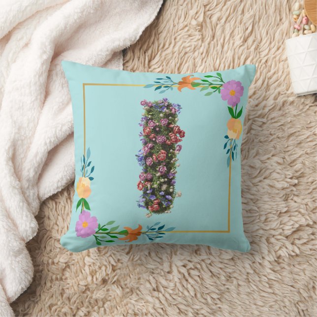 Blumenalphabet Buchstabe I Kissen (Decke)