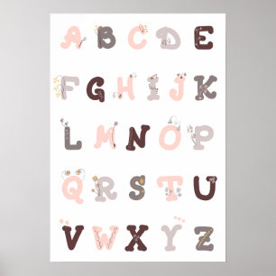 Blumenalphabet-Kinderzimmer-Druckbare Wandkunst-De Poster