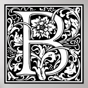 Blumenalphabet Monogramm Buchstabe B Poster