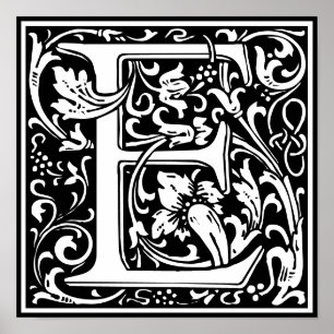 Blumenalphabet Monogramm Buchstabe E Poster