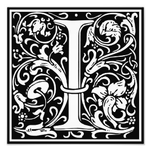 Blumenalphabet Monogramm Buchstabe I Fotodruck