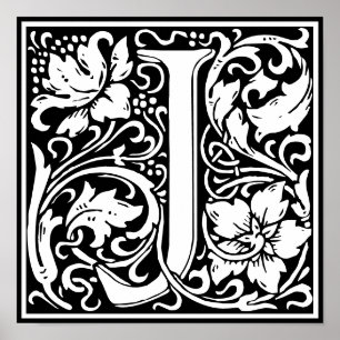 Blumenalphabet Monogramm Buchstabe J Poster
