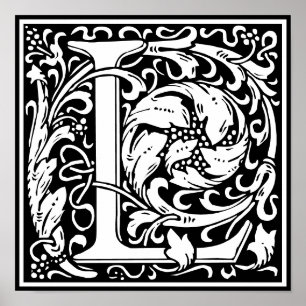 Blumenalphabet Monogramm Buchstabe L Poster