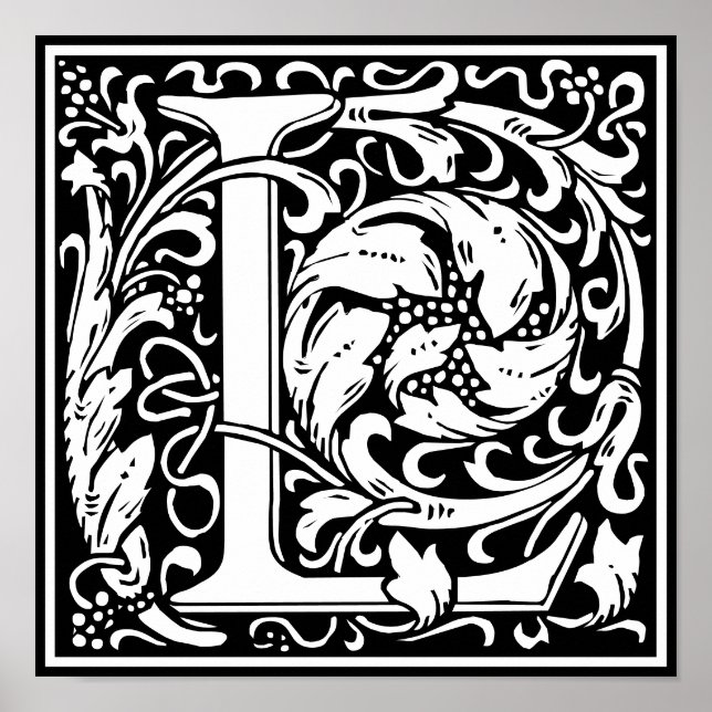 Blumenalphabet Monogramm Buchstabe L Poster (Vorne)