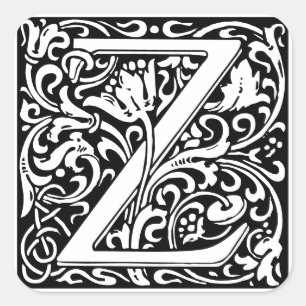 Blumenalphabet Monogramm Buchstabe M Quadratischer Aufkleber