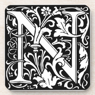 Blumenalphabet Monogramm Buchstabe N Fliese Morris Getränkeuntersetzer