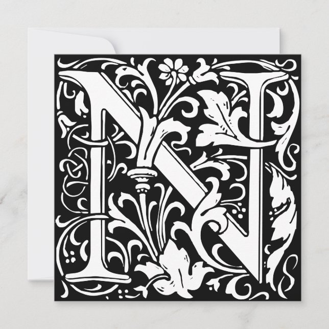 Blumenalphabet Monogramm Buchstabe N Morris (Vorderseite)