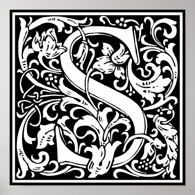 Blumenalphabet Monogramm Buchstabe S Poster (Vorne)