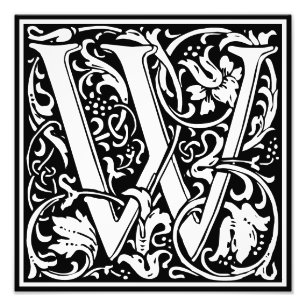 Blumenalphabet Monogramm Buchstabe W Fotodruck