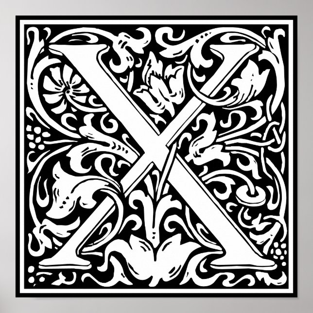 Blumenalphabet Monogramm Buchstabe X Poster (Vorne)