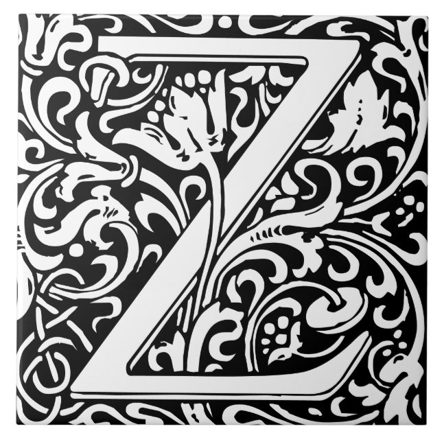 Blumenalphabet-Monogramm Buchstabe Z  Fliese (Vorderseite)
