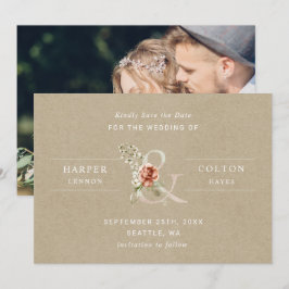 Blumenampersand Rustikales Kraft Hochzeitsstich Fo Save The Date