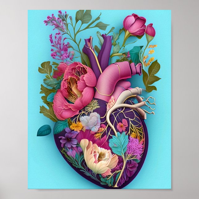 Blumenanatomie Kunst Illustration Poster (Vorne)