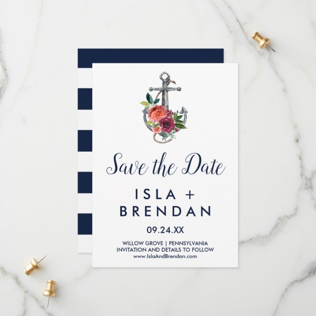 Blumenanker | Autumn Save the Date Card (Vorderseite/Rückseite Beispiel)