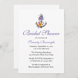 Blumenanker Lila Beach Wassersportzentrum Brautpar Einladung