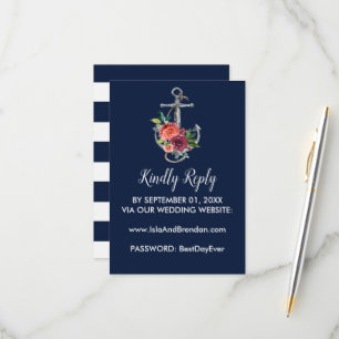 Blumenanker Navy Autumn Website RSVP Card Karte