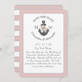 Blumenanker Navy Blue Pink Nautical Wedding Inv Einladung
