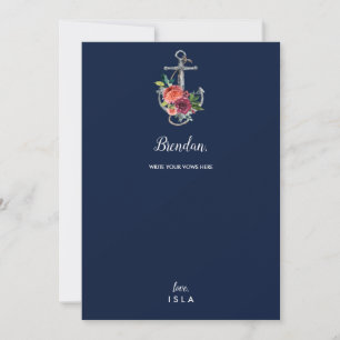 Blumenanker   Navy Herbst Hochzeitskarte