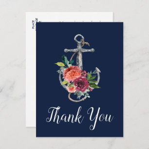 Blumenanker   Navy Herbst Vielen Dank Postkarte