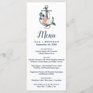 Blumenanker Summer Dinner Menu Card Menükarte