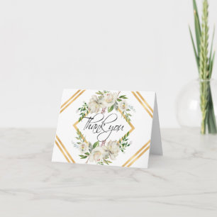 Blumenantik, Weißes Gold Hochzeit FOTO Dankeskarte