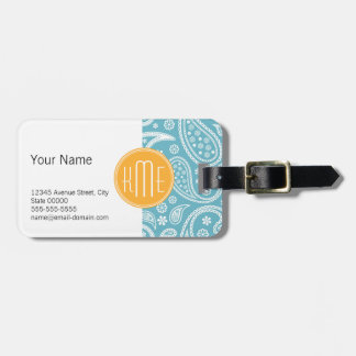 Blumenaqua-blaues Paisley-Muster u. gelbes Gepäckanhänger