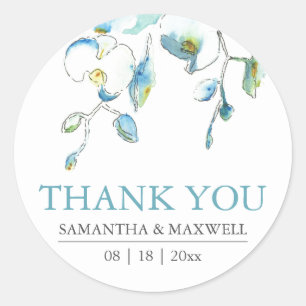 Blumenaquarell Blau Orchidee Gefallen Stickers