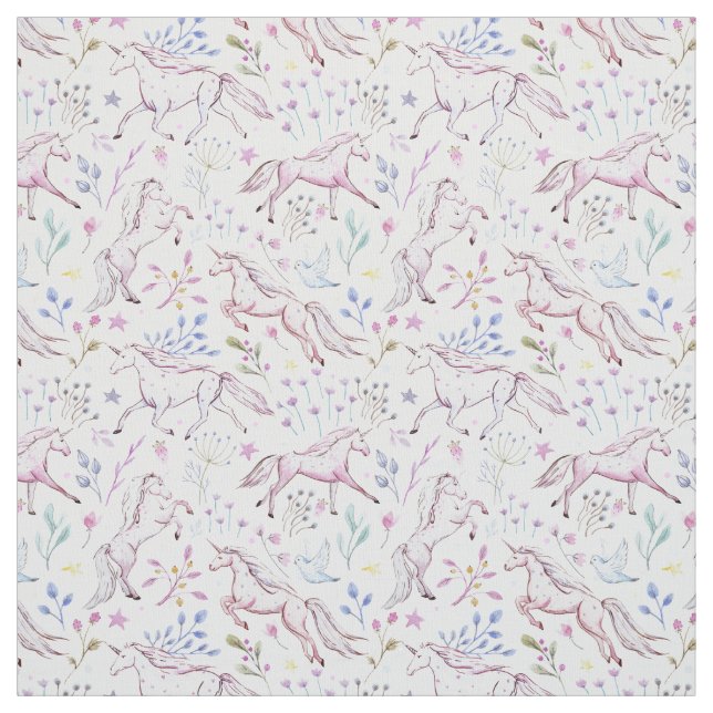 BlumenAquarell-Einhorn-Muster Stoff (Muster)